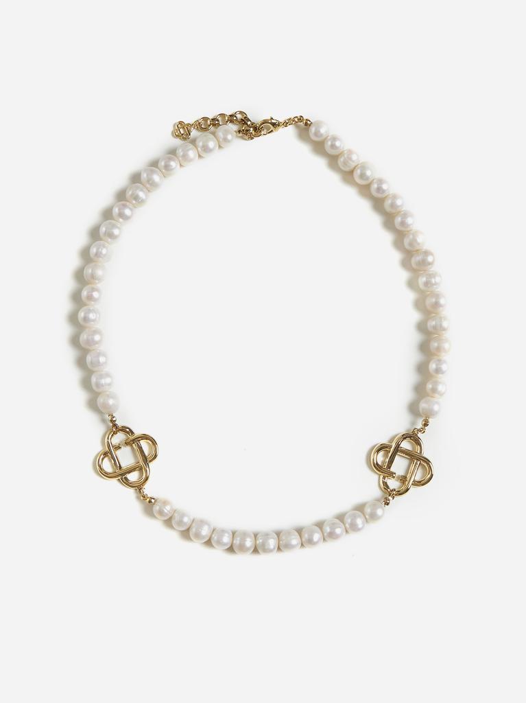 CASABLANCA Pearl logo necklace