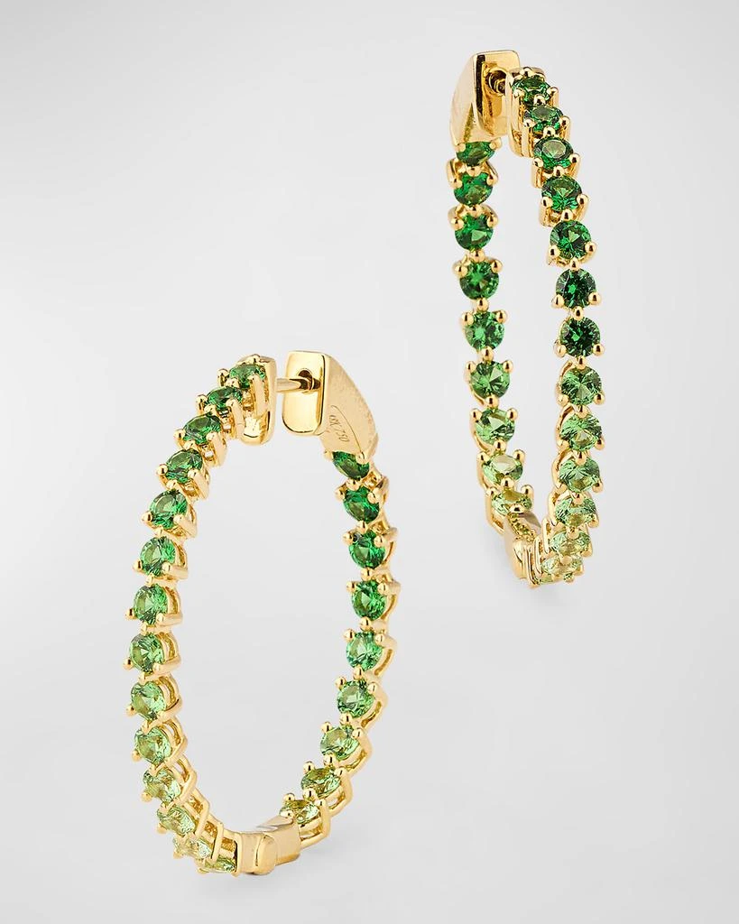 Lisa Nik Rainbow 18K Yellow Gold Ombre Tsavorite (Green Garnet) Inside Out Hoops 1