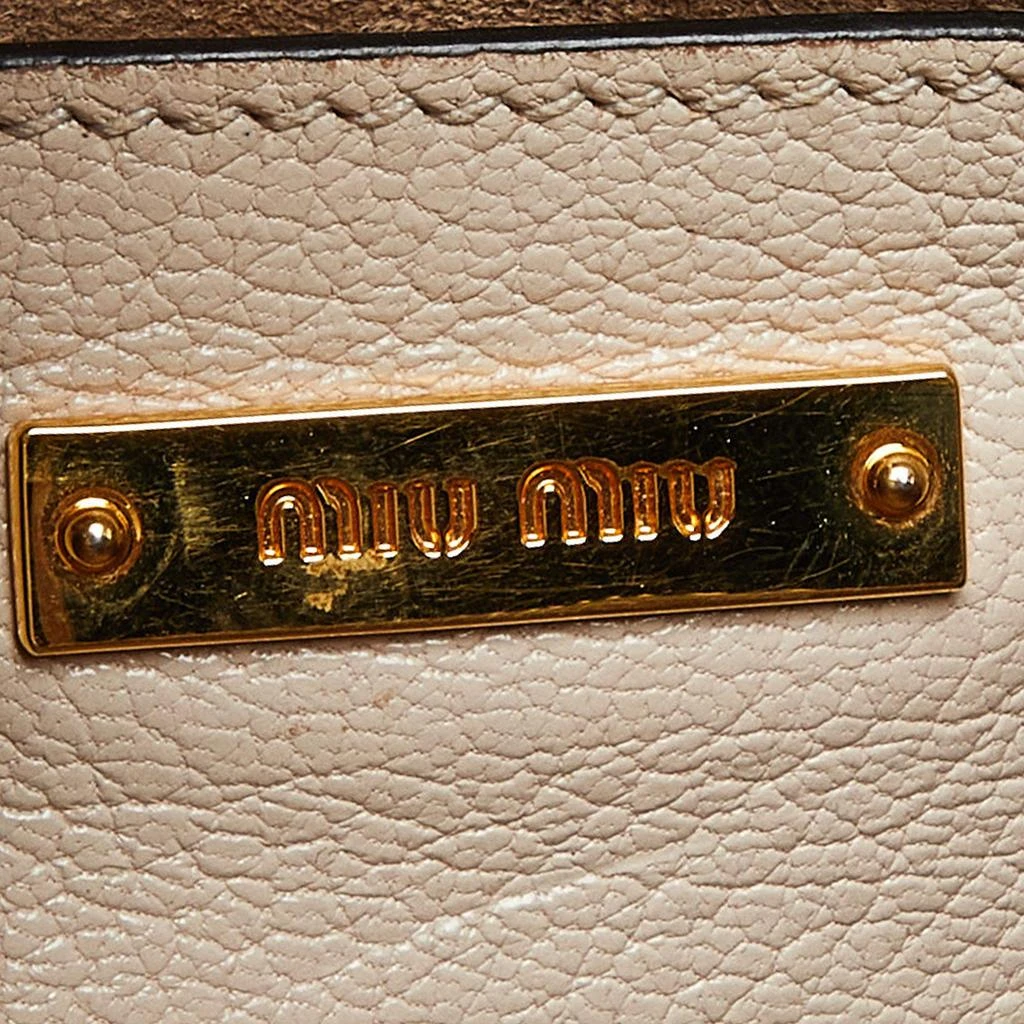 Miu Miu Miu Miu Beige Leather Push Lock Tote 10