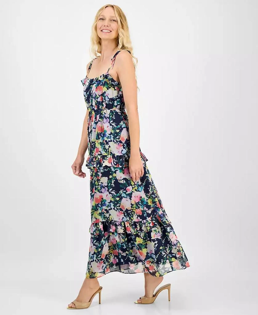 julia jordan Women's Printed Tie-Strap Tiered Maxi Dress 4