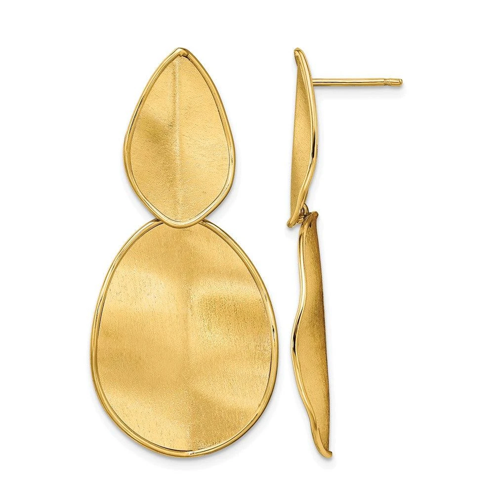 Diamond2Deal 14k Yellow Gold Polished Textured Drop Dangle Earrings
