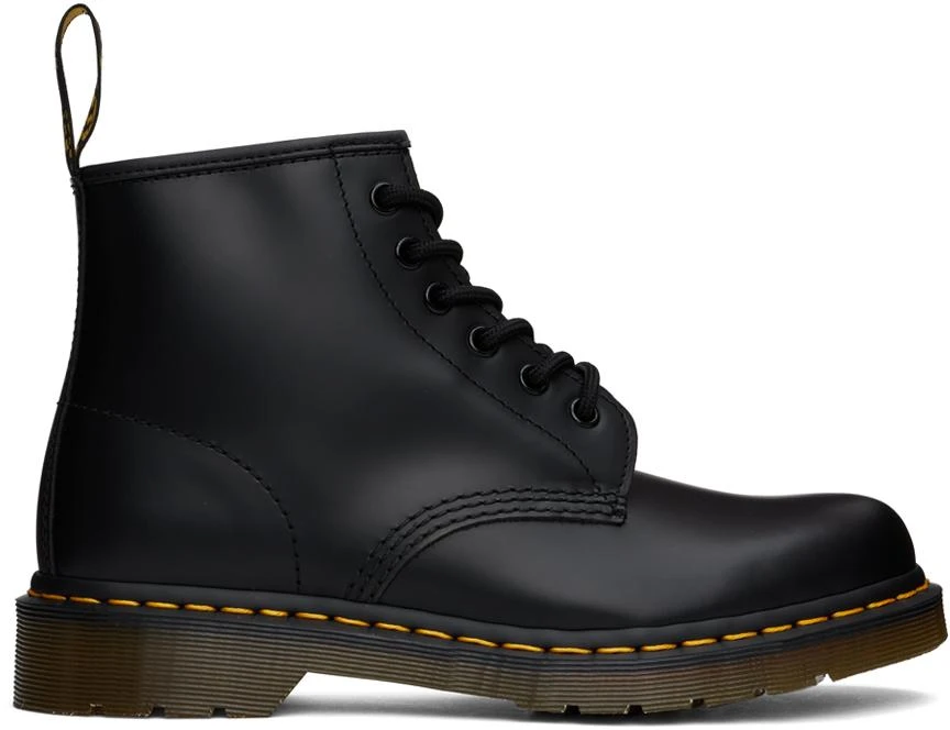 Dr. Martens Black 101 Yellow Stitch Ankle Boots 1