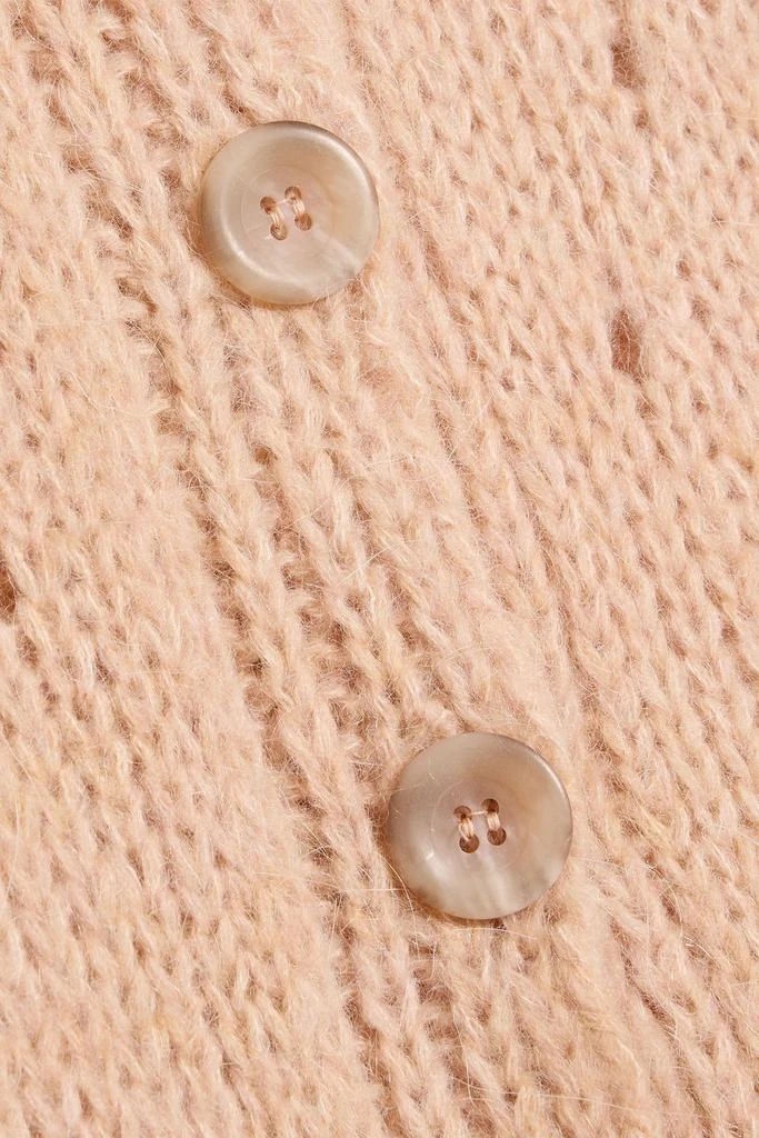 Farm Rio Ruffled pointelle and cable-knit cardigan 4