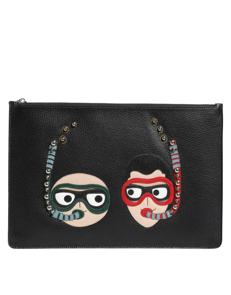 Dolce 
Gabbana Leather #DGFAMILY Embellished Men Clutch Pouch Men
s Bag