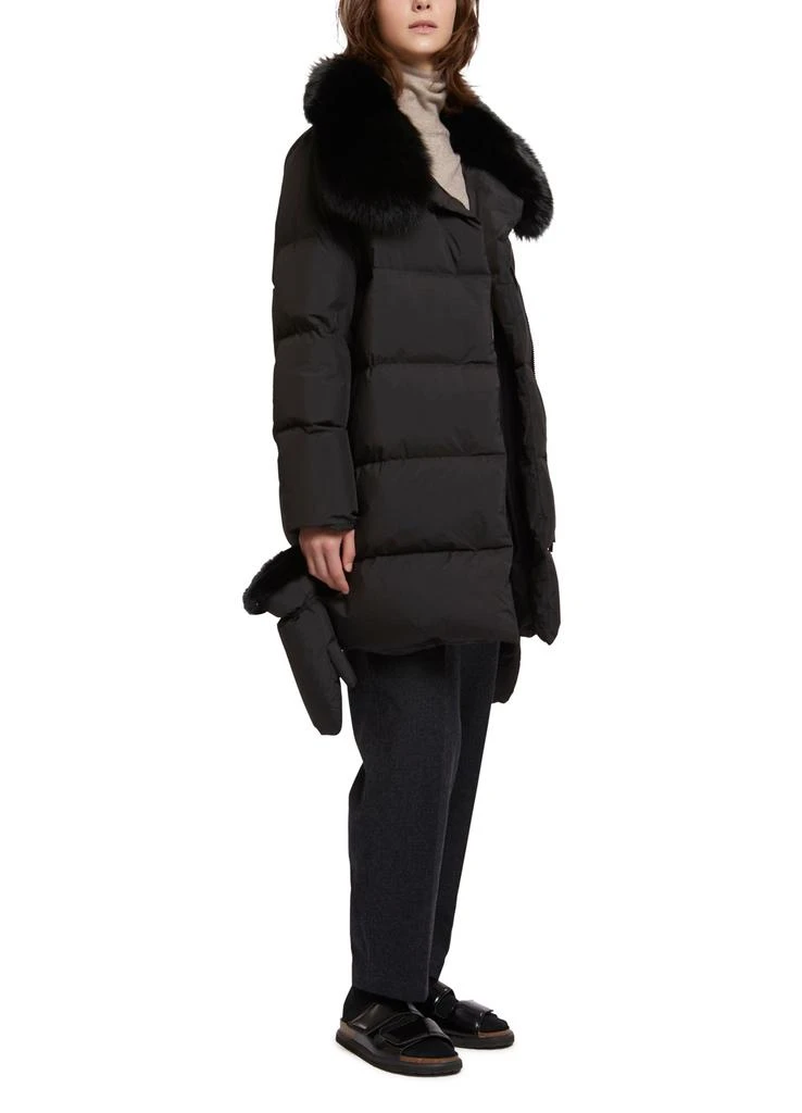 YVES SALOMON Belted puffer jacket made from a waterproof technical fabric with fox and rabbit trims 5