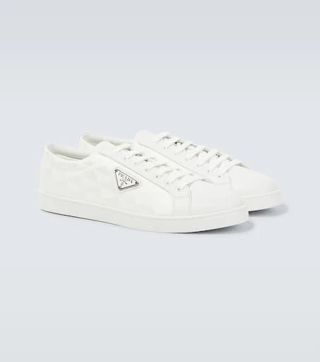 Prada Logo leather-trimmed sneakers 5