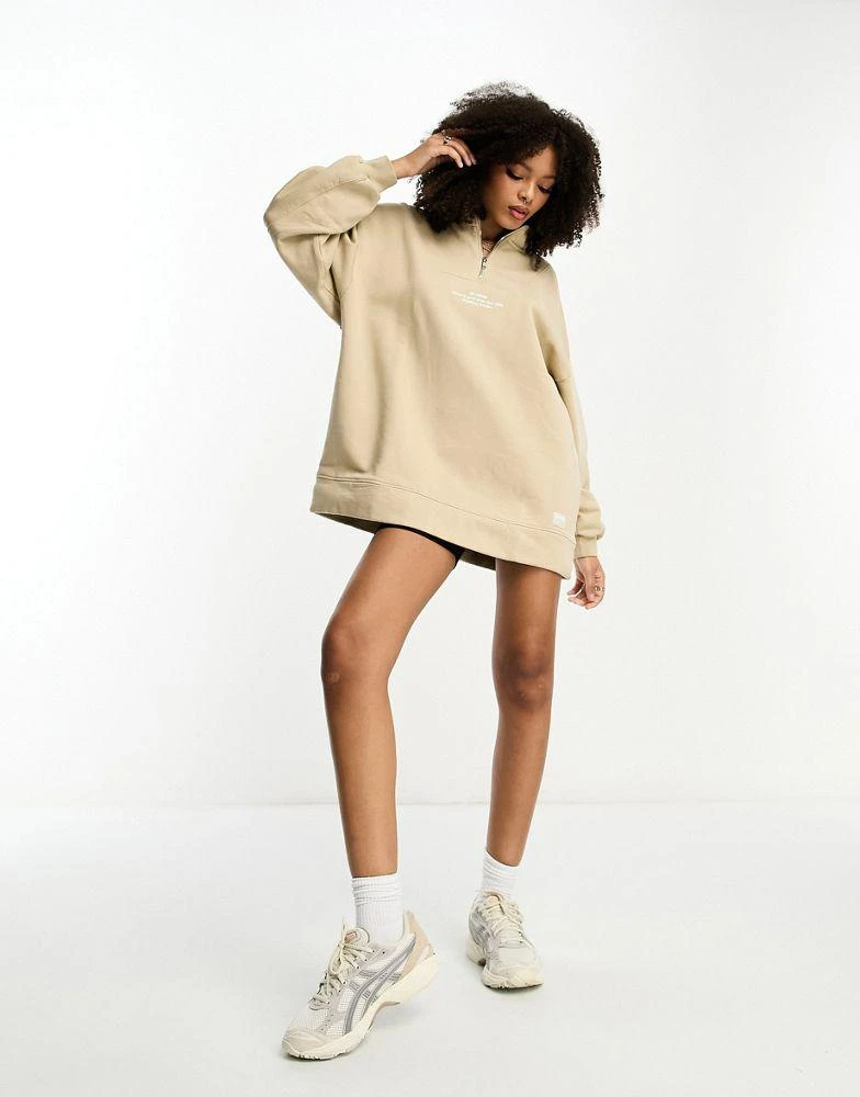 Dr Denim Dr Denim Miya sweatshirt half zip sweatshirt in cream 4