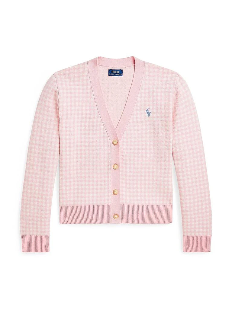 Ralph Lauren Girl's Gingham Knit Cardigan 1