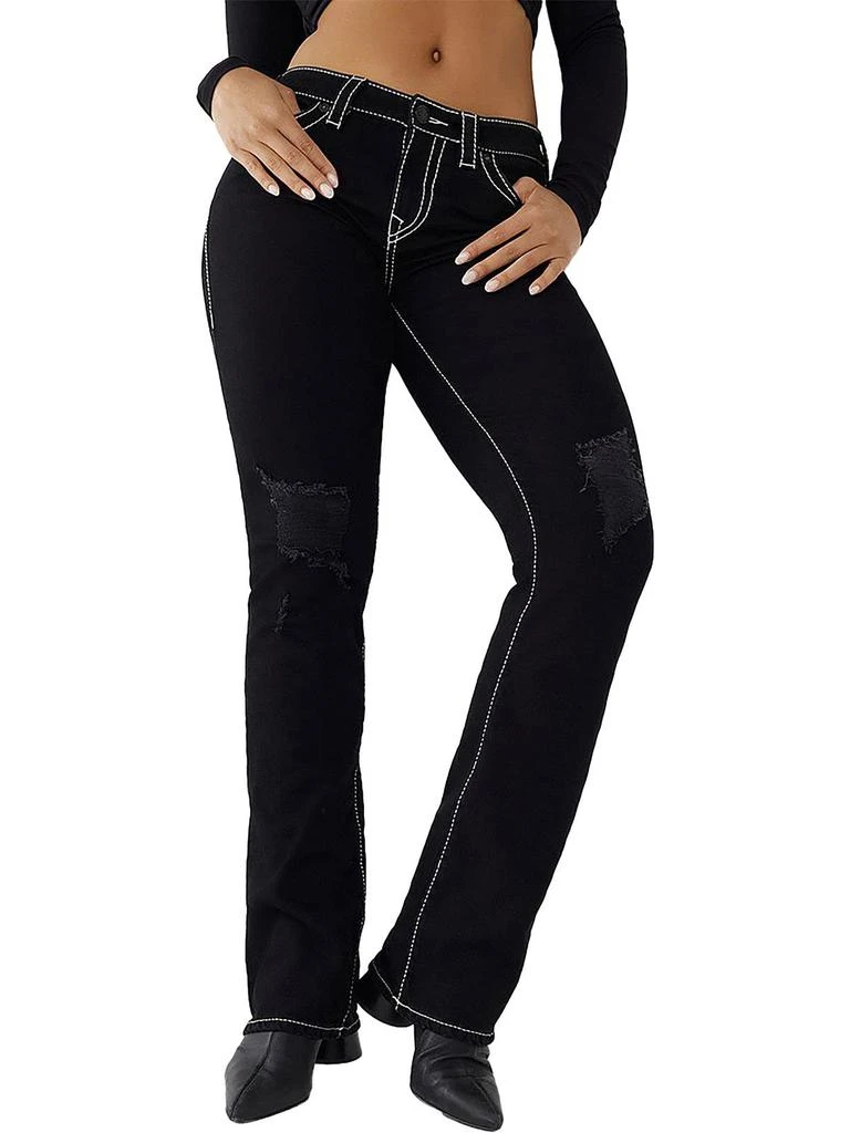 True Religion Becca Womens Mid-Rise Destroyed Bootcut Jeans 1