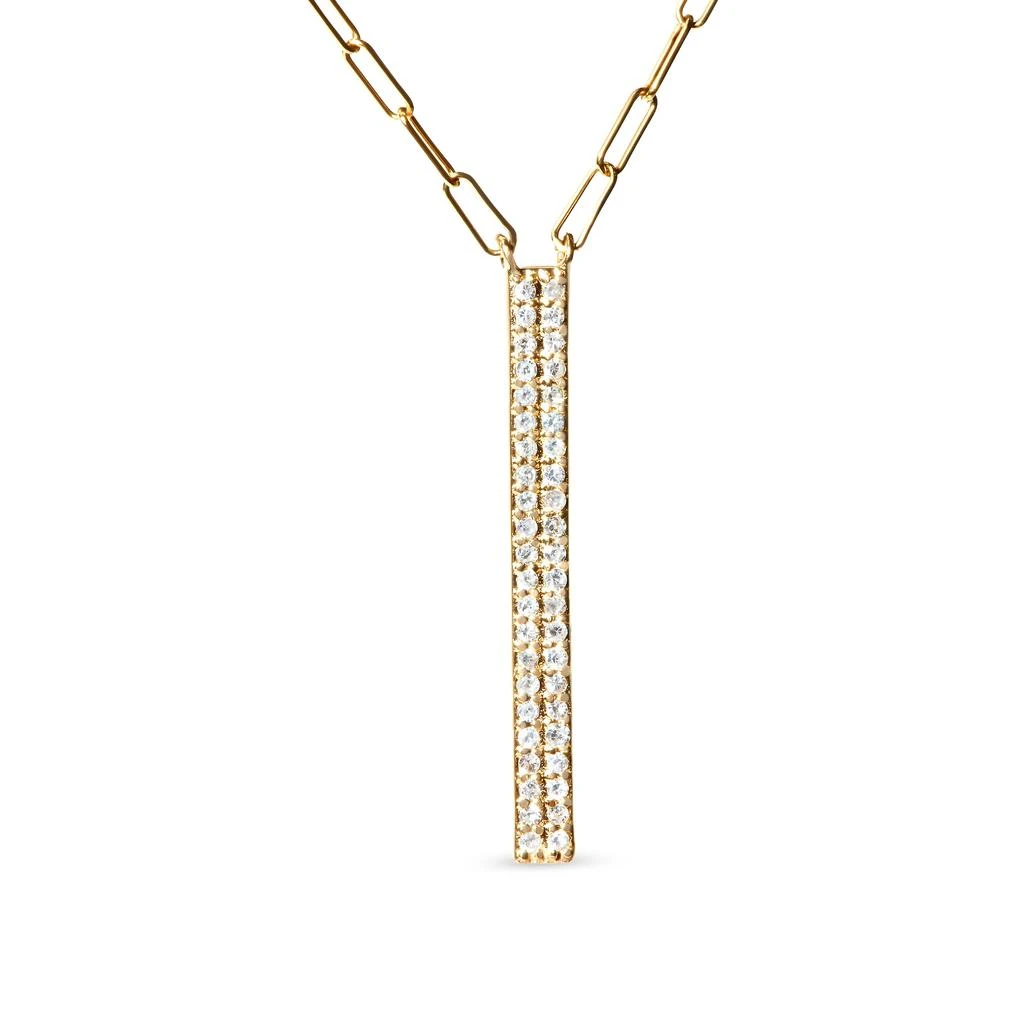 Haus of Brilliance 14K Yellow Gold 3/8 Cttw Two-Strand Marquise and Bar Charm Paper Clip Link Pendant Necklace  -18" and 20" Inch Lengths 2