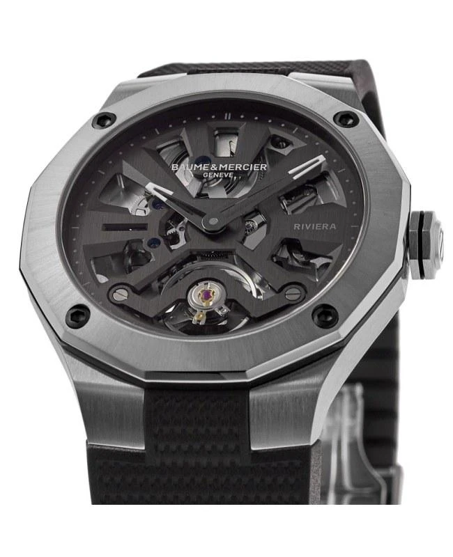 Baume & Mercier Baume & Mercier Riviera Black Skeleton Dial Rubber Strap Men's Watch 10721 2