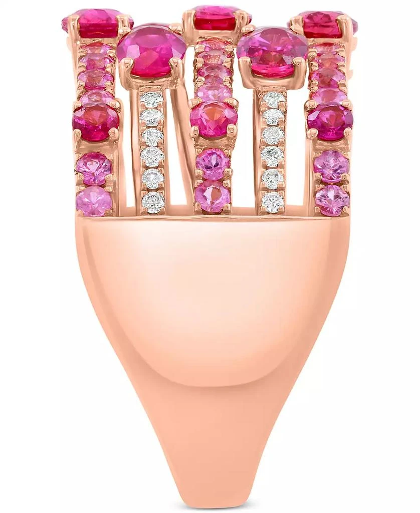 Effy EFFY® Ruby (1-7/8 ct. t.w.), Pink Sapphire (1/2 ct. t.w.), 
Diamond (1/6 ct. t.w.) Multirow Statement Ring in 14k Rose Gold 3