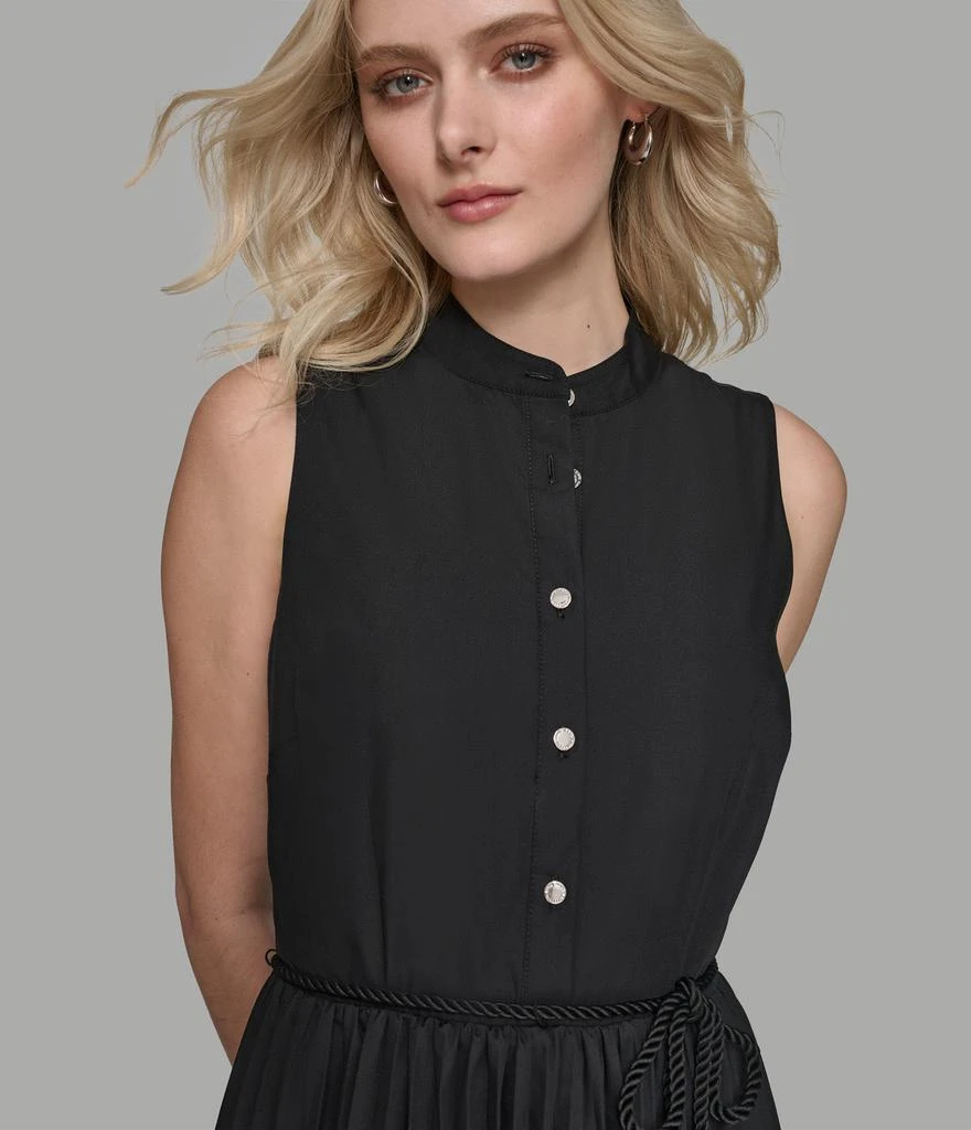 Karl Lagerfeld Paris SLEEVELESS PLEATED POPLIN MIDI SHIRT DRESS 9