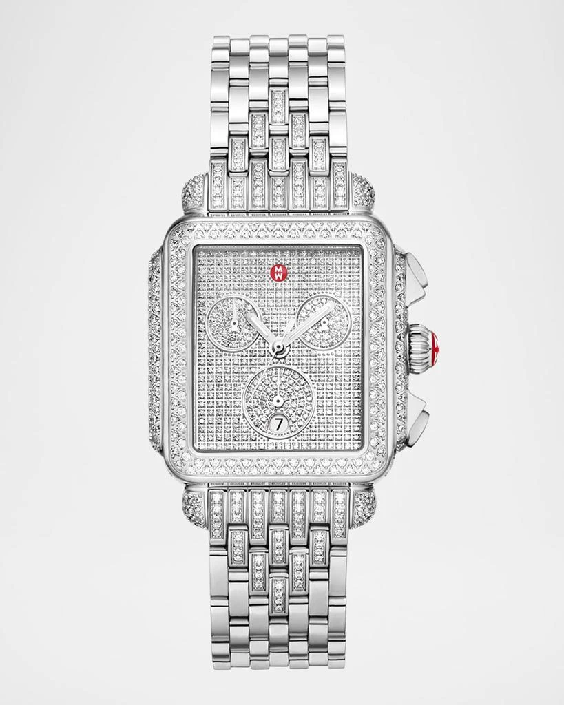 Michele Limited Edition Deco Jubilee Stainless Steel Diamond Pavé Bracelet Watch 1