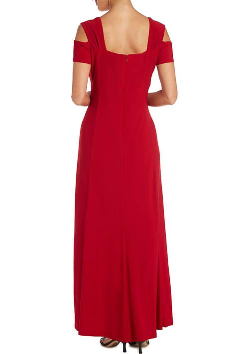 R & M Richards M Richards Long Cold Shoulder Dress