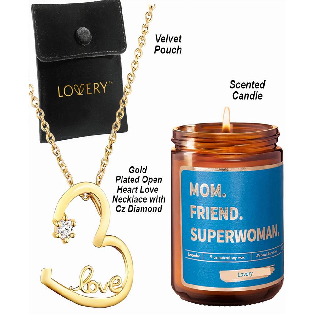 Lovery 3-Pc. Open Heart Necklace & Scented Candle Gift Set