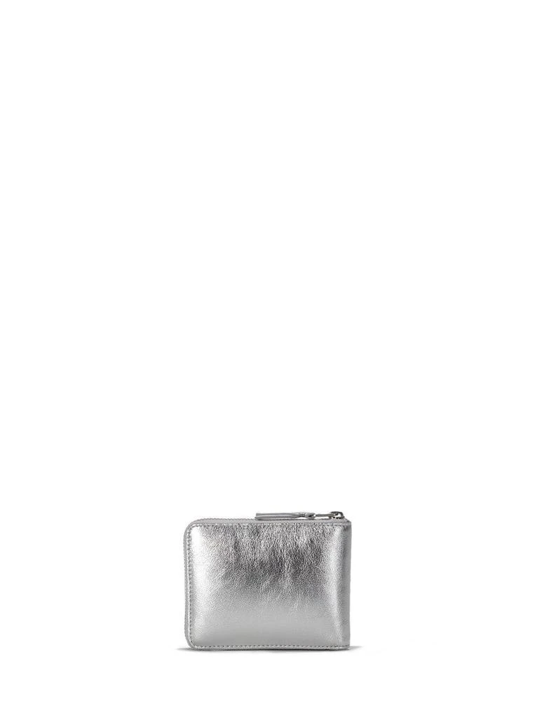Comme des Garcons Zip-Around Silver Wallet In Smooth Metallic Leather 2