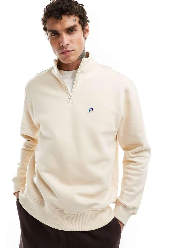Parlez Parlez pantego quarter zip shirt in ecru 1