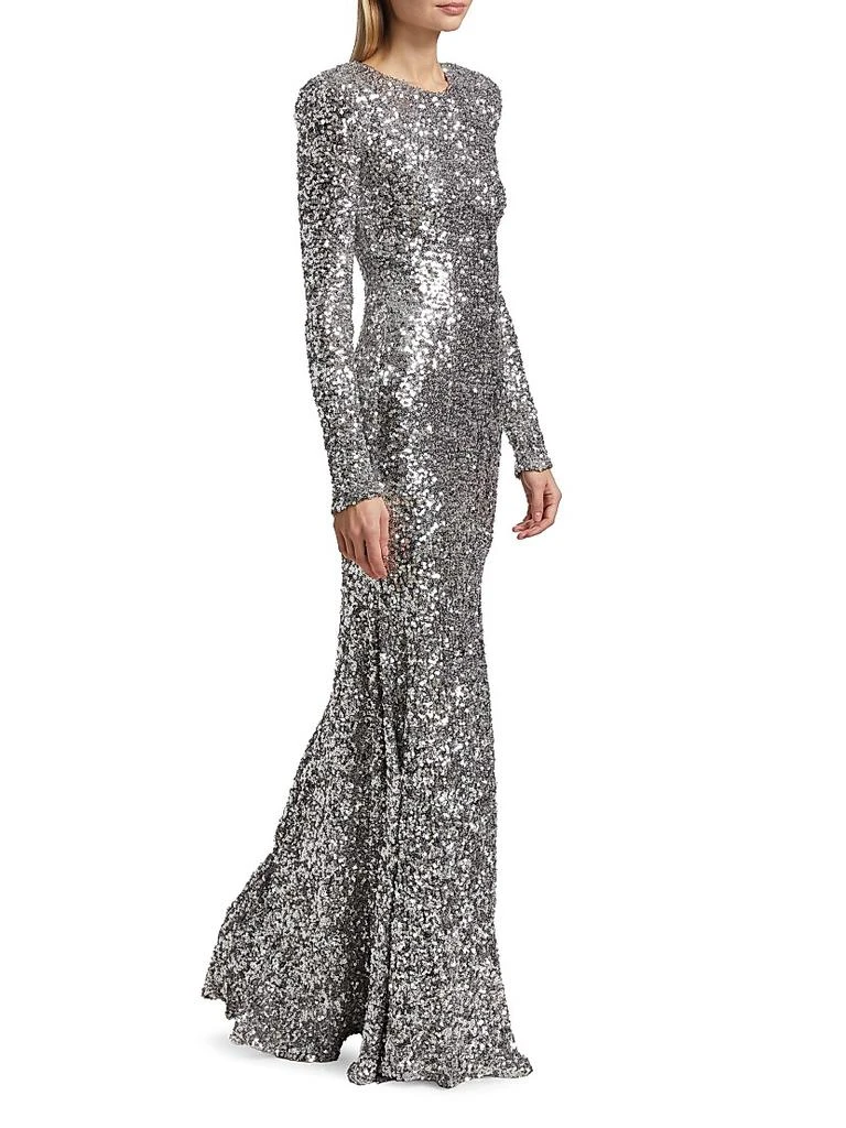 ELISABETTA FRANCHI Sequined Long-Sleeve Gown 4
