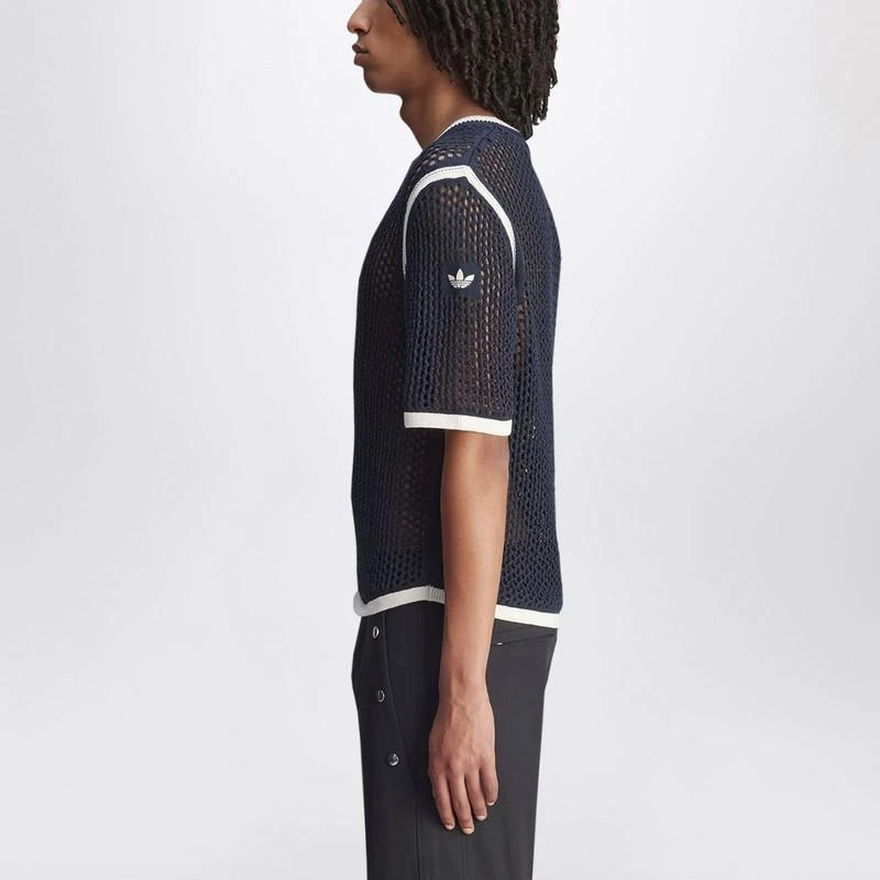 Adidas Navy blue perforated T-shirt in cotton blend 3