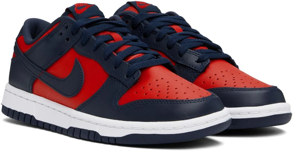 NIKE Red & Navy Dunk Low Retro Sneakers 4