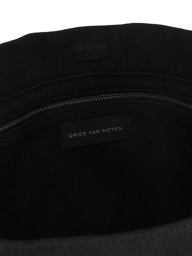 Dries Van Noten Extra-Large Canvas 
Leather Hobo Bag 4