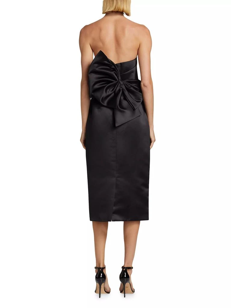 Amsale Duchess Satin Bow-Back Midi-Dress 5