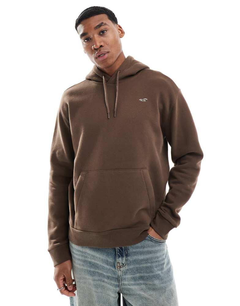 Hollister relaxed icon hoodie in brown – On Sale Now with Up to 31