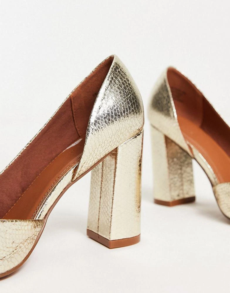 ASOS ASOS DESIGN Wide Fit Winston d'orsay high heeled shoes in gold 4