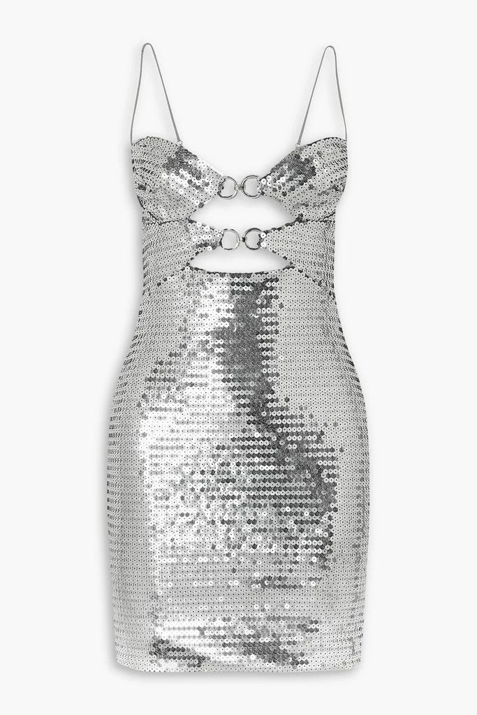 NENSI DOJAKA Embellished cutout sequined tulle mini dress 1