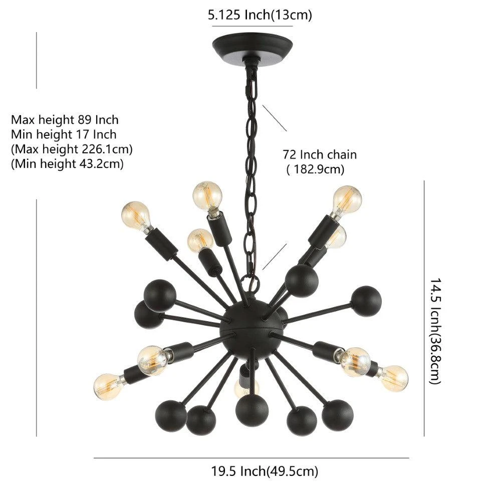JONATHAN Y Orbit 19.5" 10-Light Adjustable Iron Modern Industrial Sputnik LED Chandelier 4