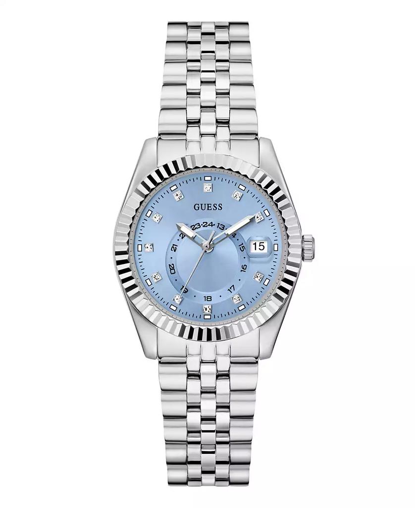 GUESS Women
s Silver Tone Multi-function Date Watch, 34mm