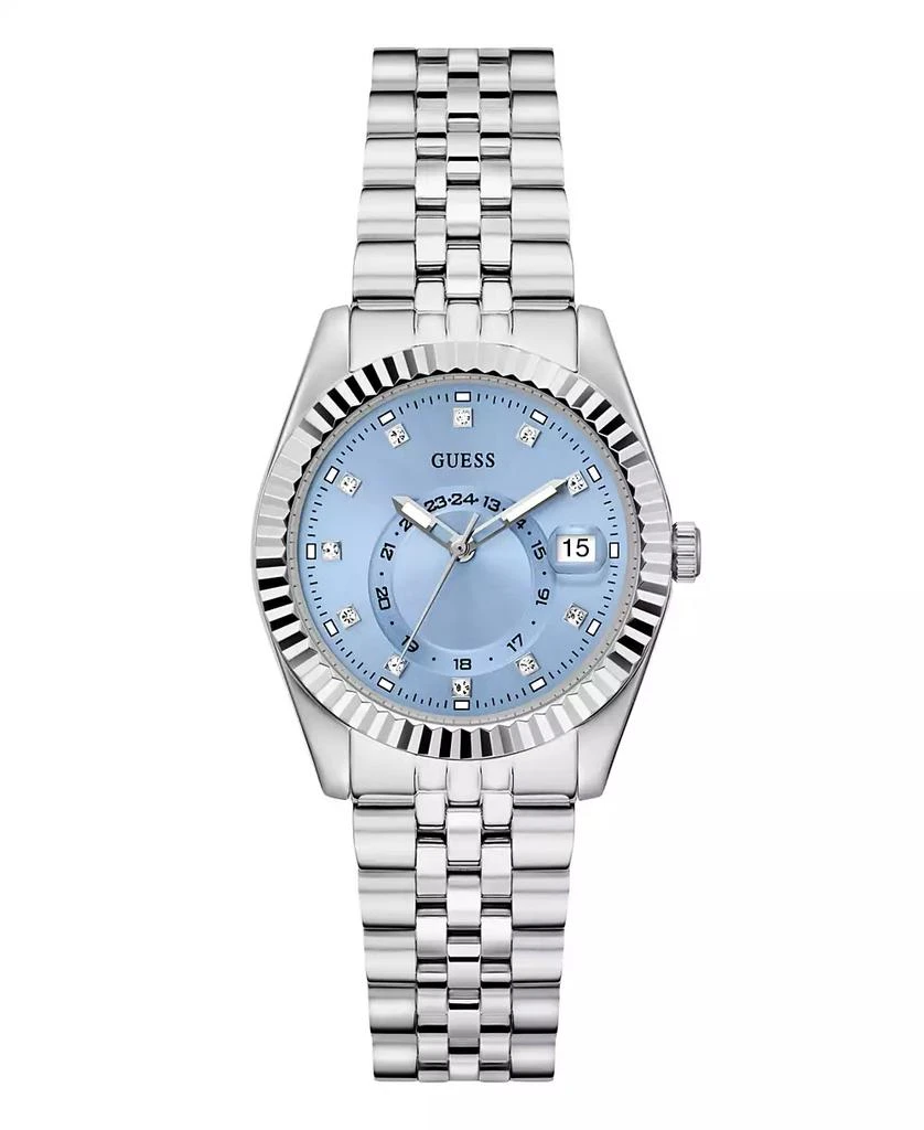 GUESS Women
s Silver Tone Multi-function Date Watch, 34mm 1