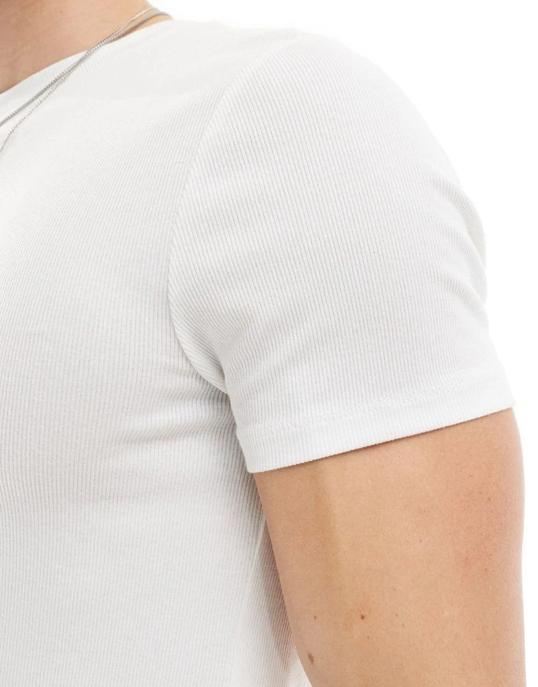 ASOS ASOS DESIGN essential muscle fit cropped rib t-shirt in white 4