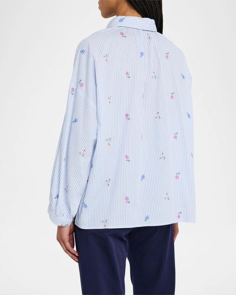 Weekend Max Mara Gilly Striped Floral-Embroidered Cotton Shirt 3