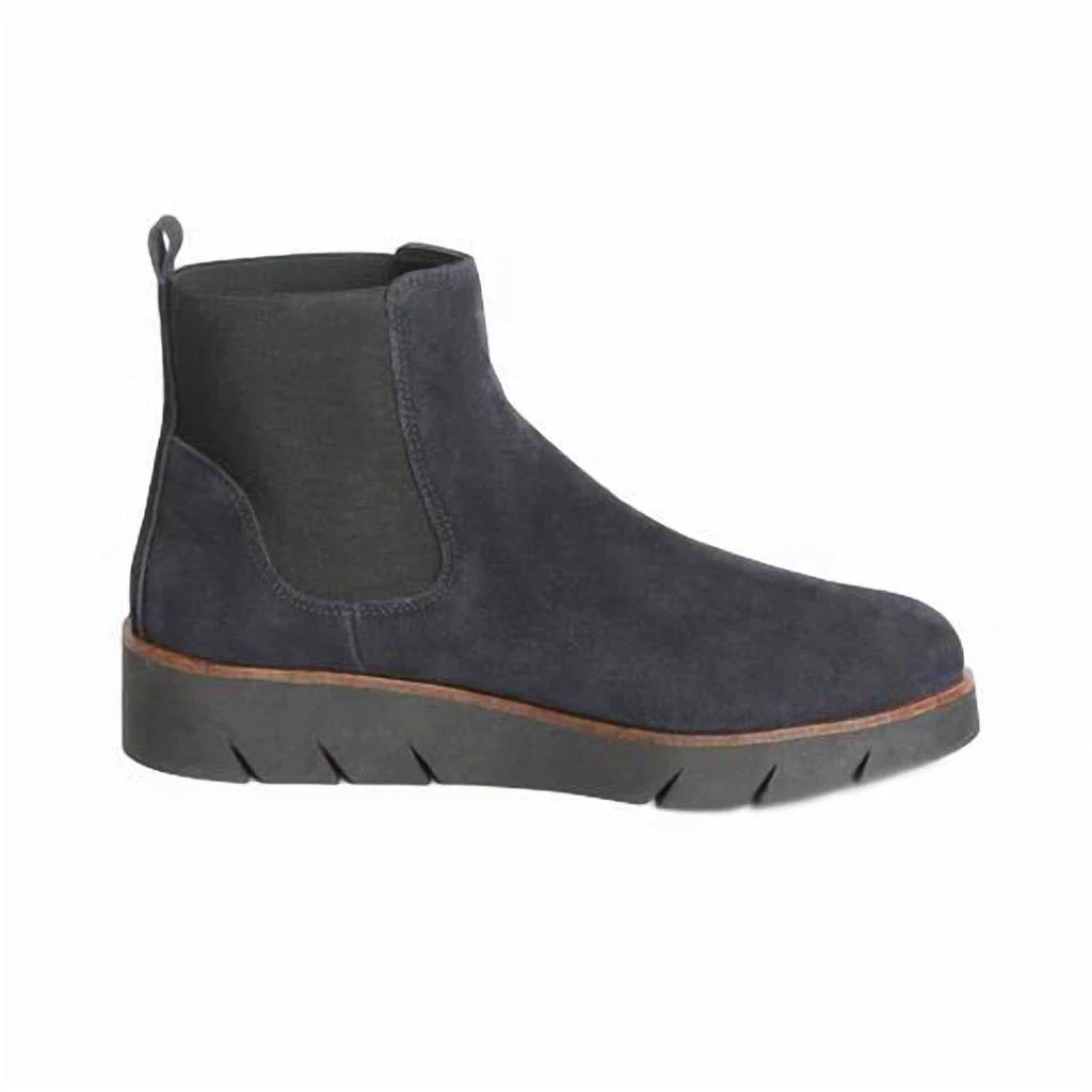 The FLEXX Coral Suede Wedge Booties In Dark Blue 1