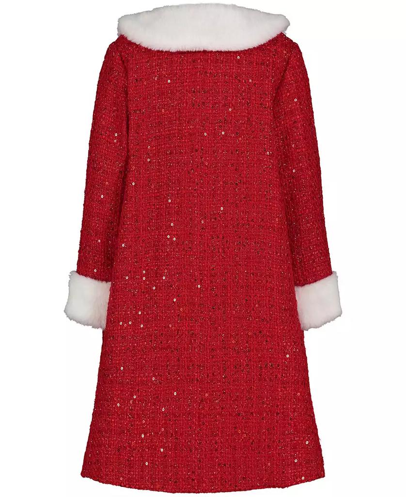 Blueberi Boulevard Fit-and-Flare Sequn Tweed Dress Coat with Hat Set