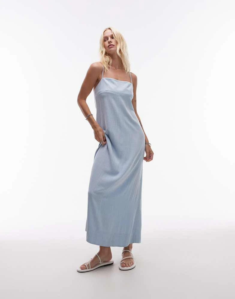 Shop Topshop linen cami strap midi dress in pale blue on Sale at  BeyondStyle  Get 56% Off Topshop linen cami strap midi dress in pale blue  with Limited-Time Flash Deals, Exclusive