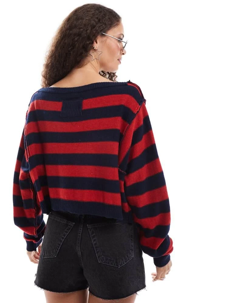 Free People Free People slash neck striped jumper in multi 4