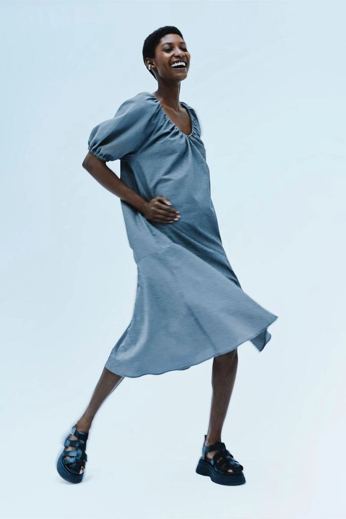 IRIS & INK Esme gathered gingham cotton-blend seersucker midi dress 4