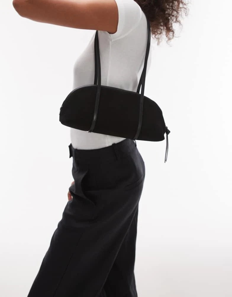 & Other Stories & Other Stories leather suede two handle curve shoulder bowling bag in black 1