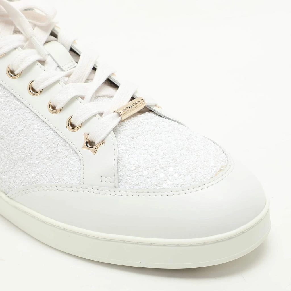 Jimmy Choo Jimmy Choo White Glitter and Leather Miami Low Top Sneakers Size 43 7