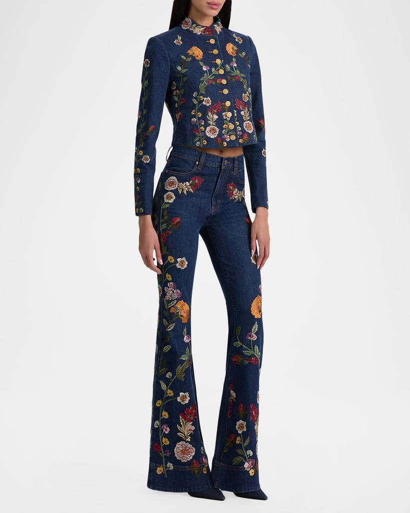 Alice + Olivia Emerson Embroidered Denim Military Jacket 2