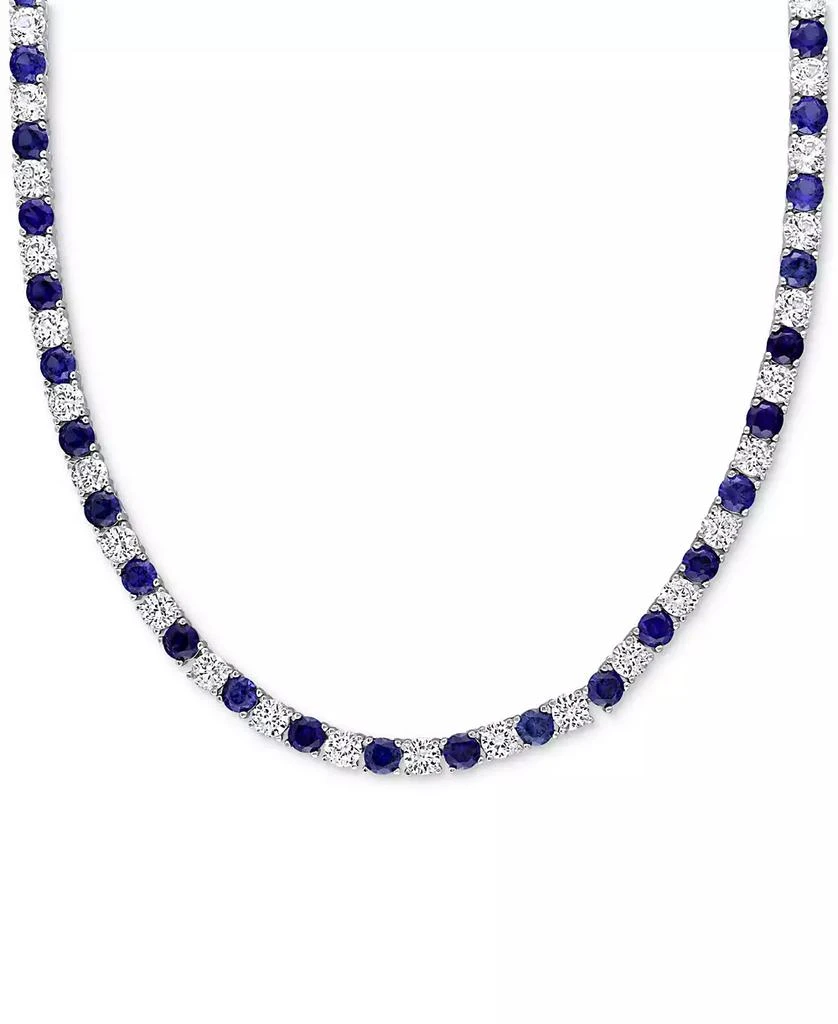 Macy
s Lab Created Blue Sapphire (16-5/8 ct. t.w.) 
Lab Created White Sapphire (16-3/4 ct. t.w.) 17" Collar Necklace in Sterling Silver