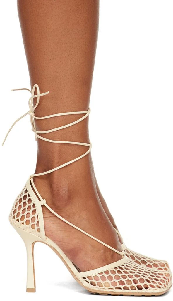 Bottega Veneta Beige Stretch Web Heels 1