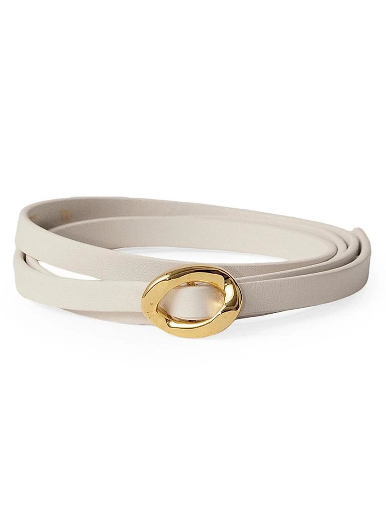 NEW DEHANCHE women\'s venura belt in saddle/gold Dehanche Venura Leather Belt - Brown | Editorialist main image 2