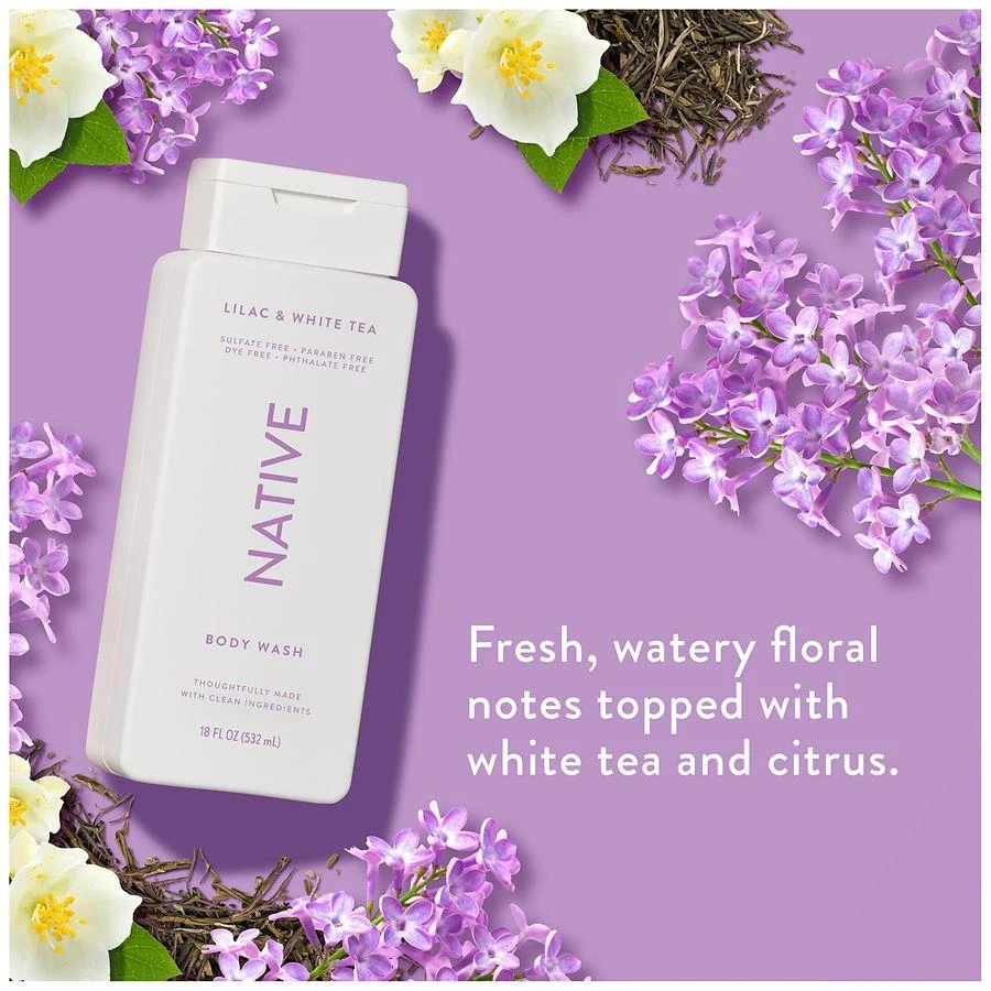 Native Body Wash, Sulfate Free, for Women and Men Lilac & White Tea 5