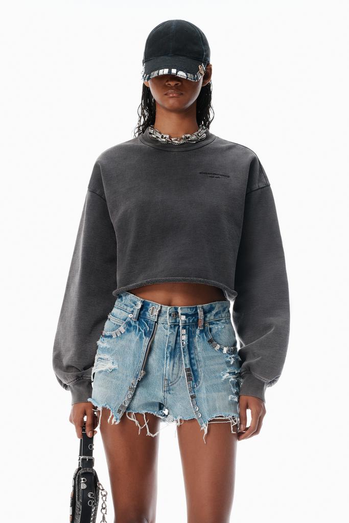 Alexander Wang Black Cropped Sweatshirt with Logo