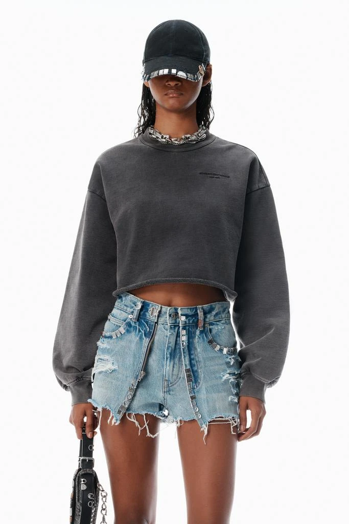 Alexander Wang Black Cropped Sweatshirt with Logo 1