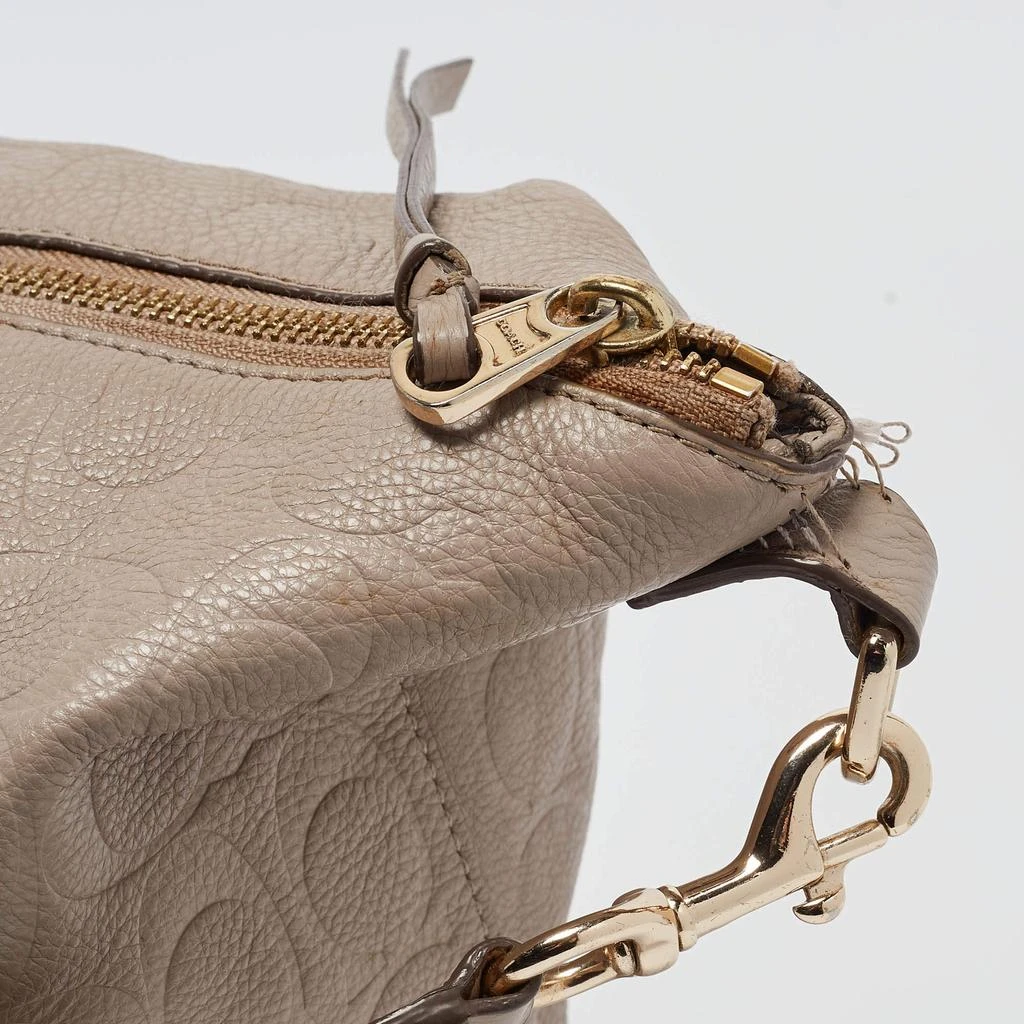 Coach Coach Beige Signature Embossed Leather Bleecker Zip Tote 15